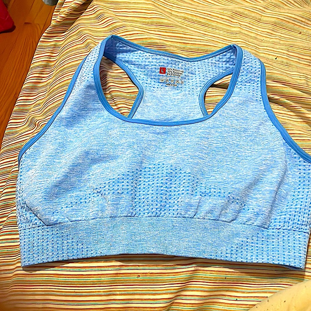 Blue sports bra